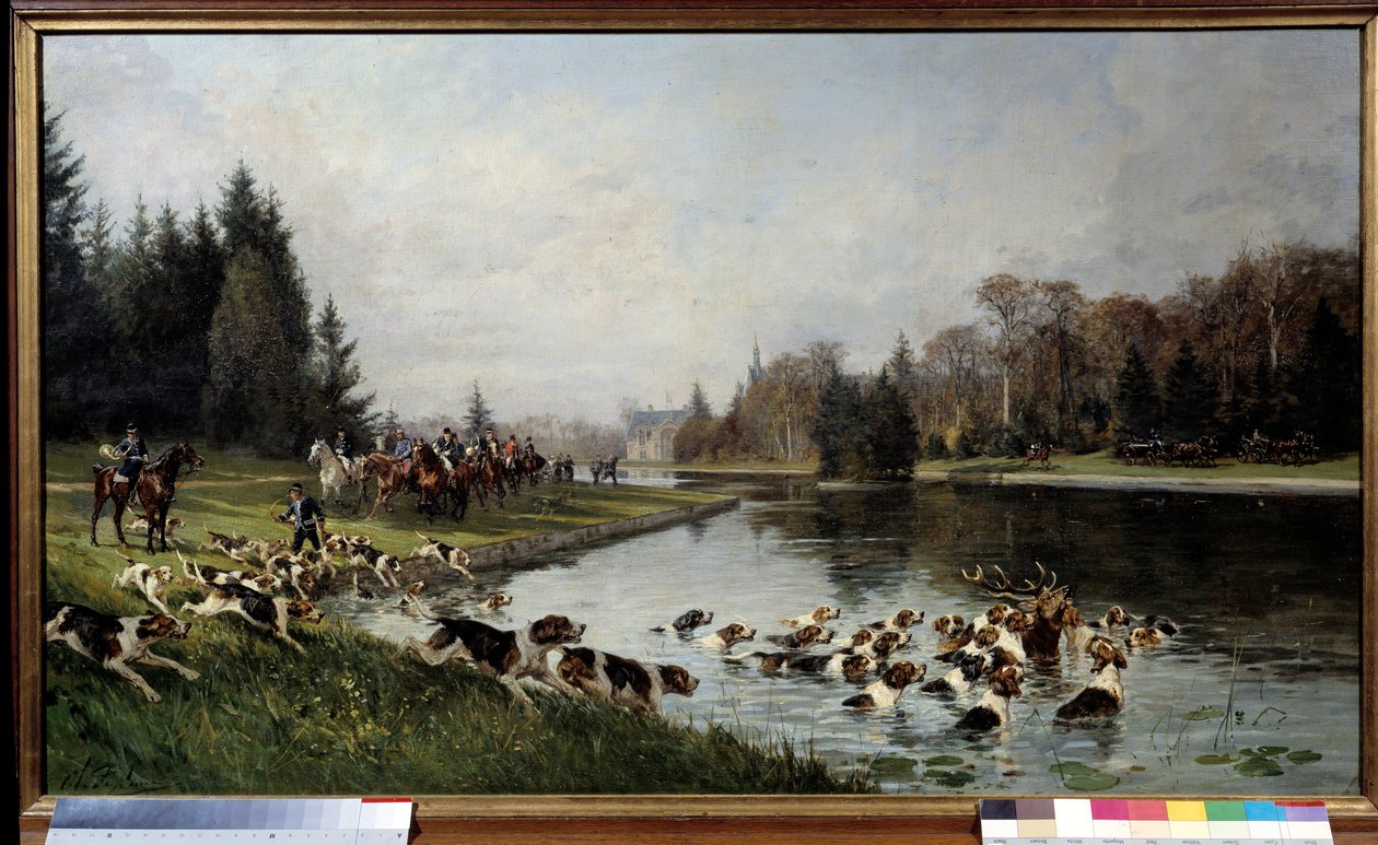 Hunt a Race: The Hallali of the Deer at the Pond of Sulvie, Hunt of the Duke of Aumale by Charles Oliver de Penne