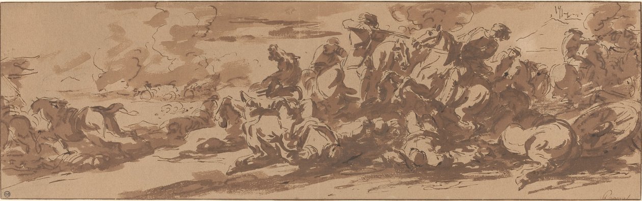 Cavalry Battle near a River by Charles Parrocel