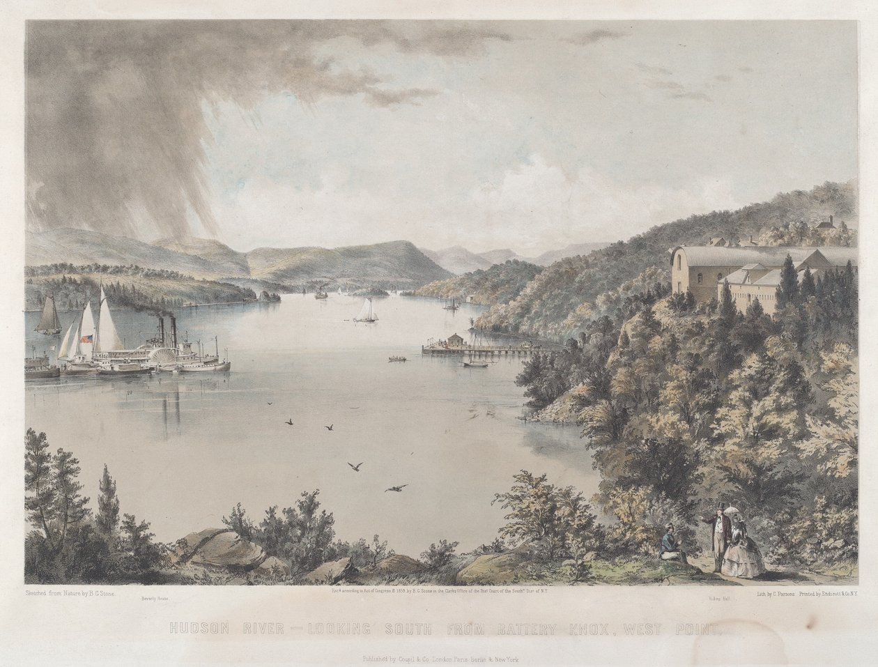 Hudson River Portfolio: Looking South from Battery Knox, West Point by Charles Parsons after Benjamin Bellows Grant Stone