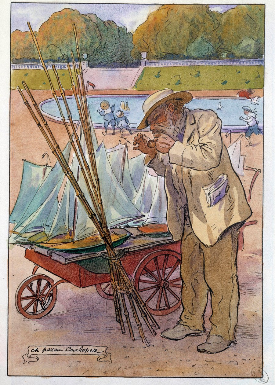 The boat merchant at the Tuileries Garden in 1909 by Charles Pezeu Carlopez
