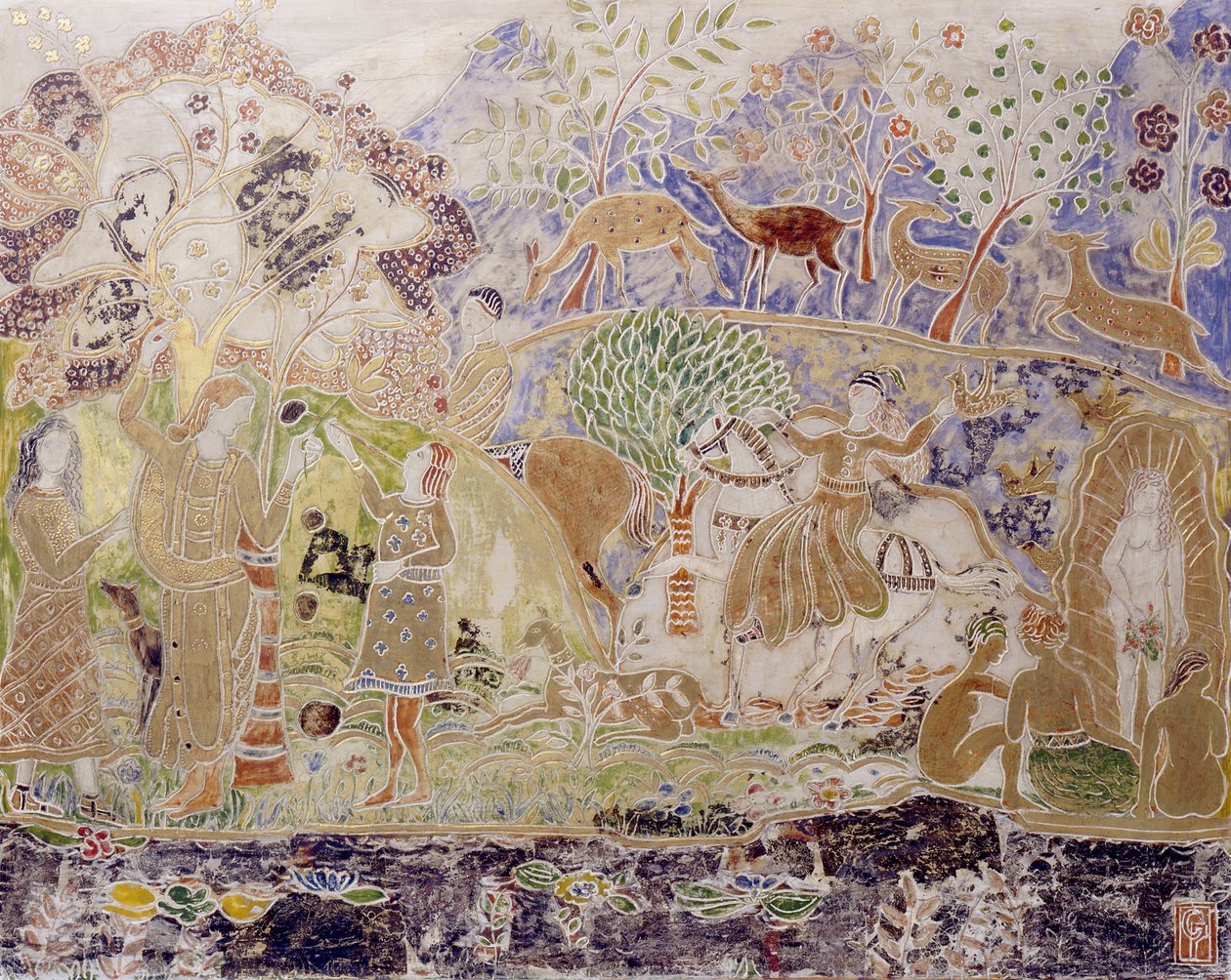 Figures and Deer by Charles Prendergast