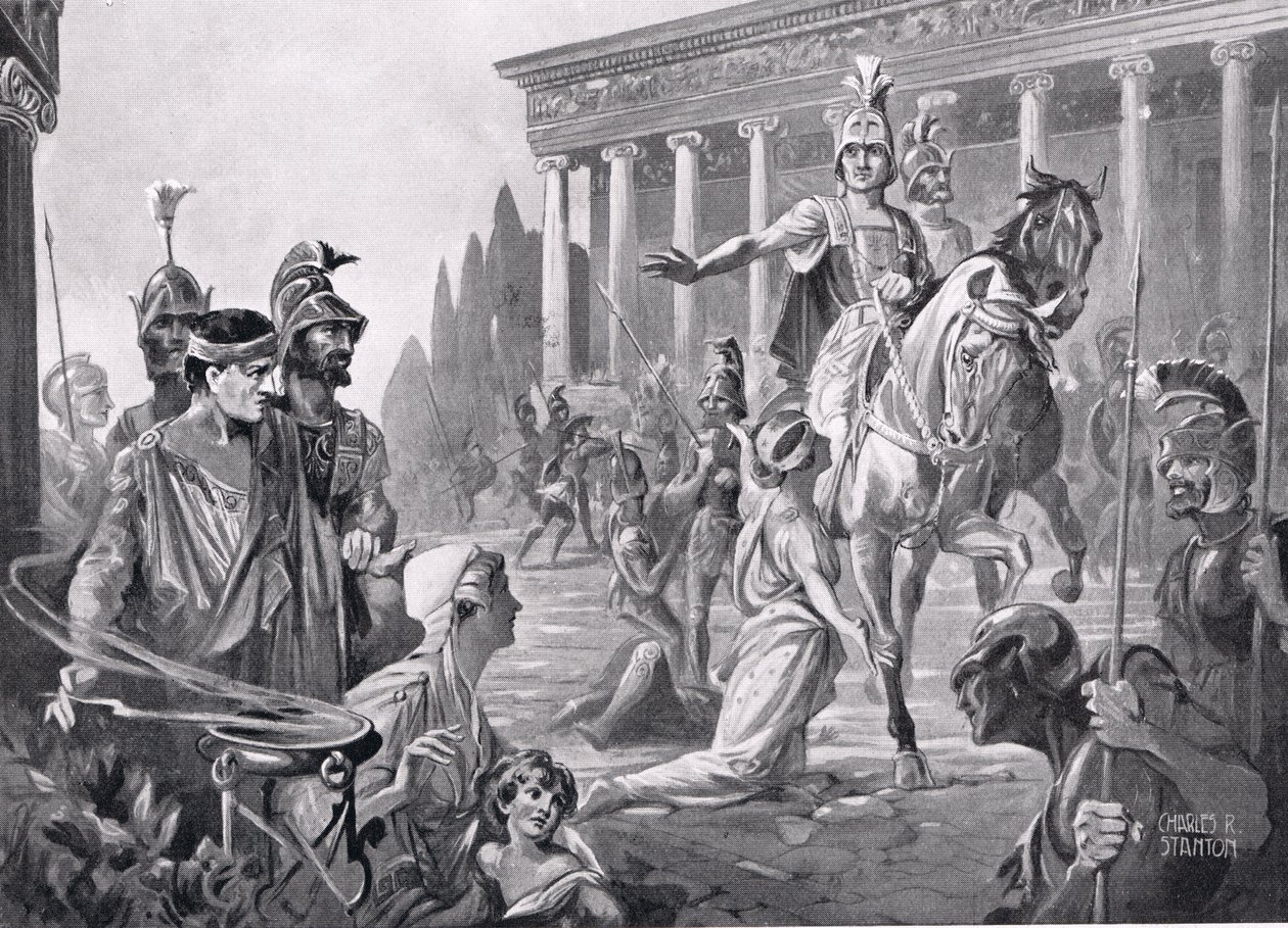 Alexander at the Sack of Thebes in 335 BC, Illustration from 