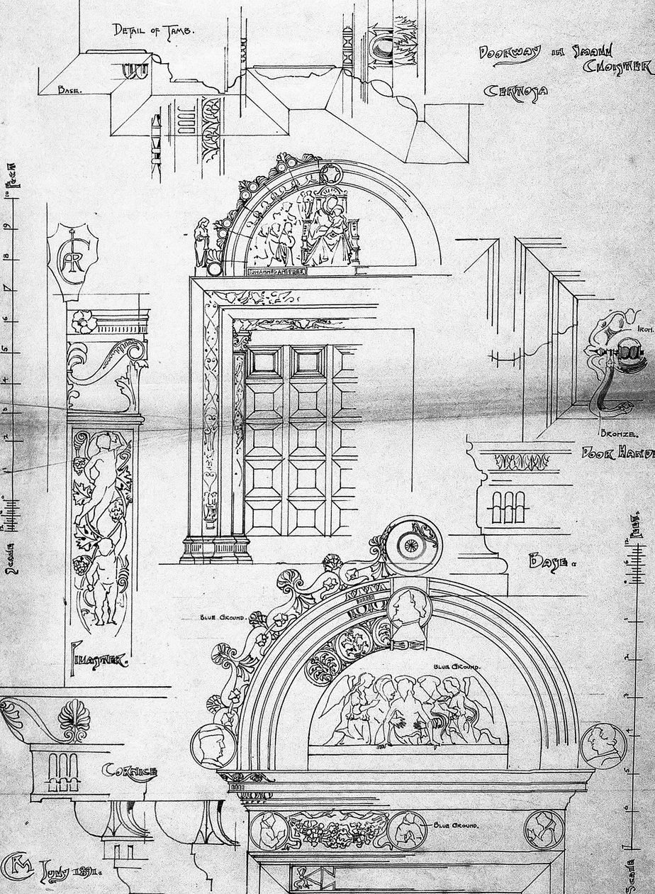 Certosa di Pavia, Doorway in small Cloister, 1891 by Charles Rennie Mackintosh