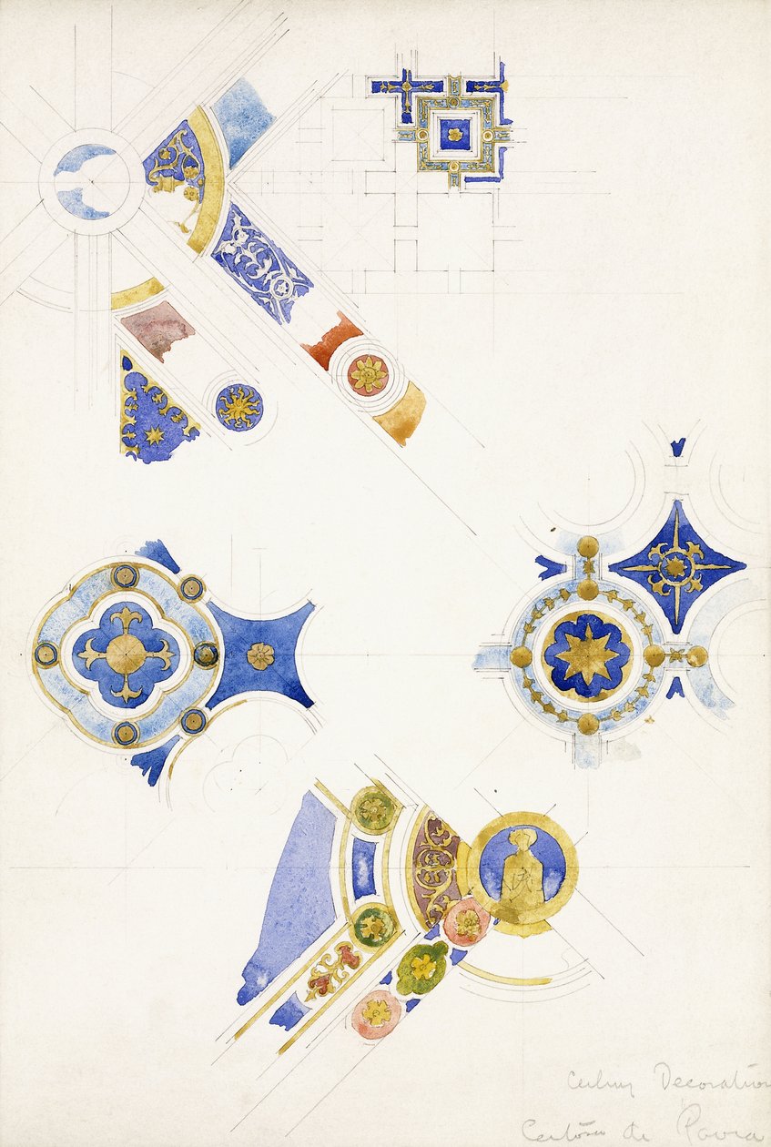 Certosa di Pavia, studies of the ceiling decoration, 1891 by Charles Rennie Mackintosh