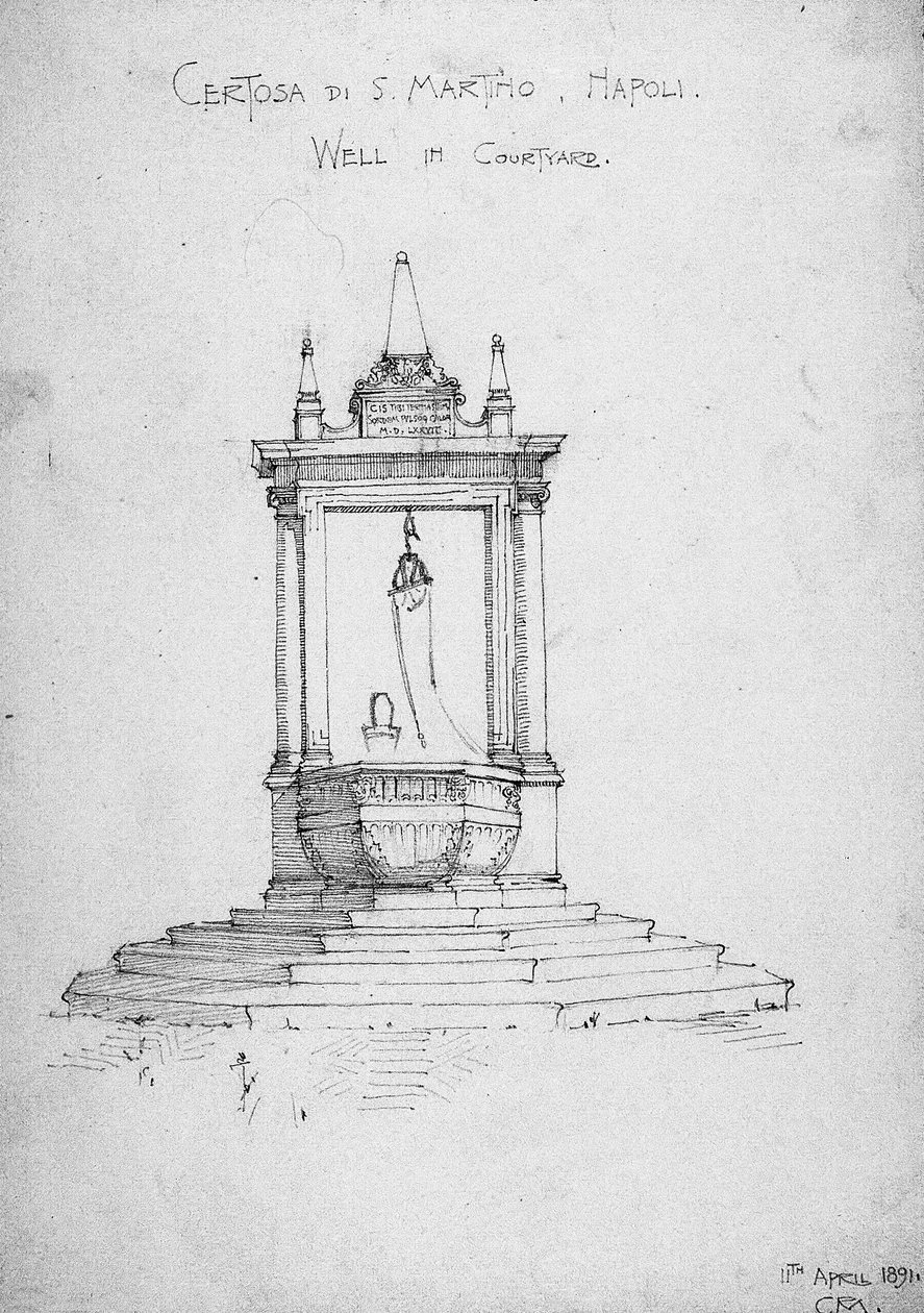 Certosa di S. Martino, Napoli, Well in Courtyard, 1891 by Charles Rennie Mackintosh