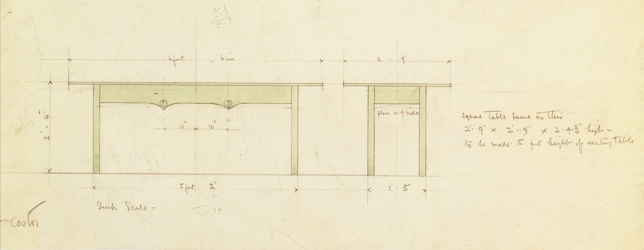 Design for a Dining Table and Small Table by Charles Rennie Mackintosh