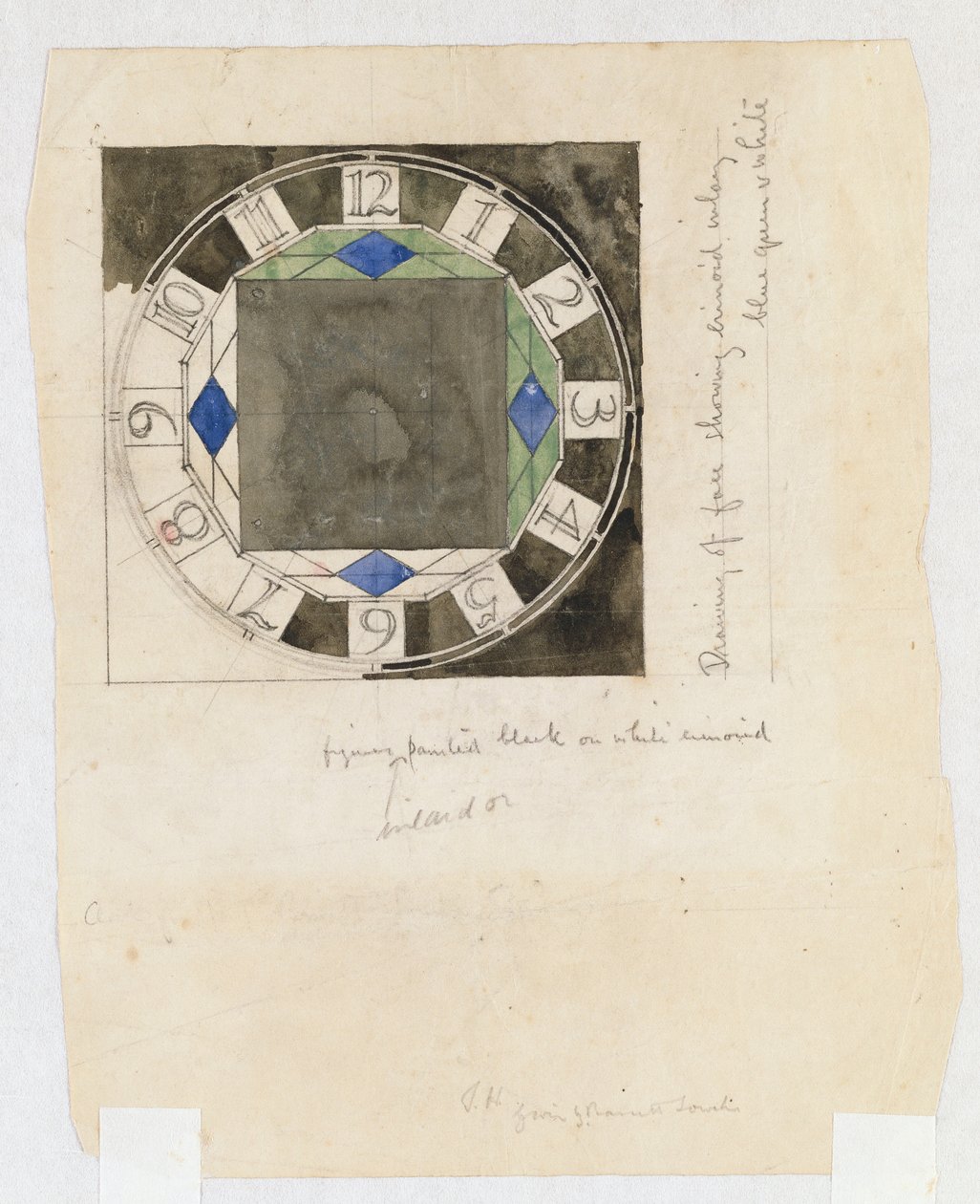 Design for a clock face, for W.J. Bassett-Lowke by Charles Rennie Mackintosh