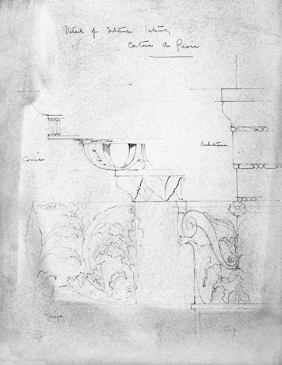 Details of Entrance Gateway, Certosa di Pavia, 1891 by Charles Rennie Mackintosh