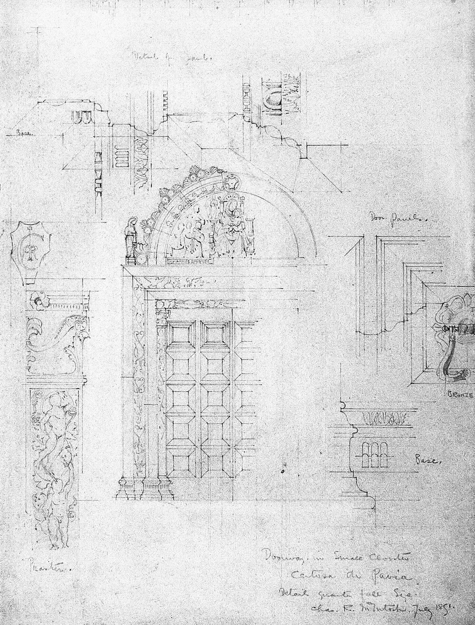 Doorway in Small Cloister, Certosa di Pavia, 1891 by Charles Rennie Mackintosh