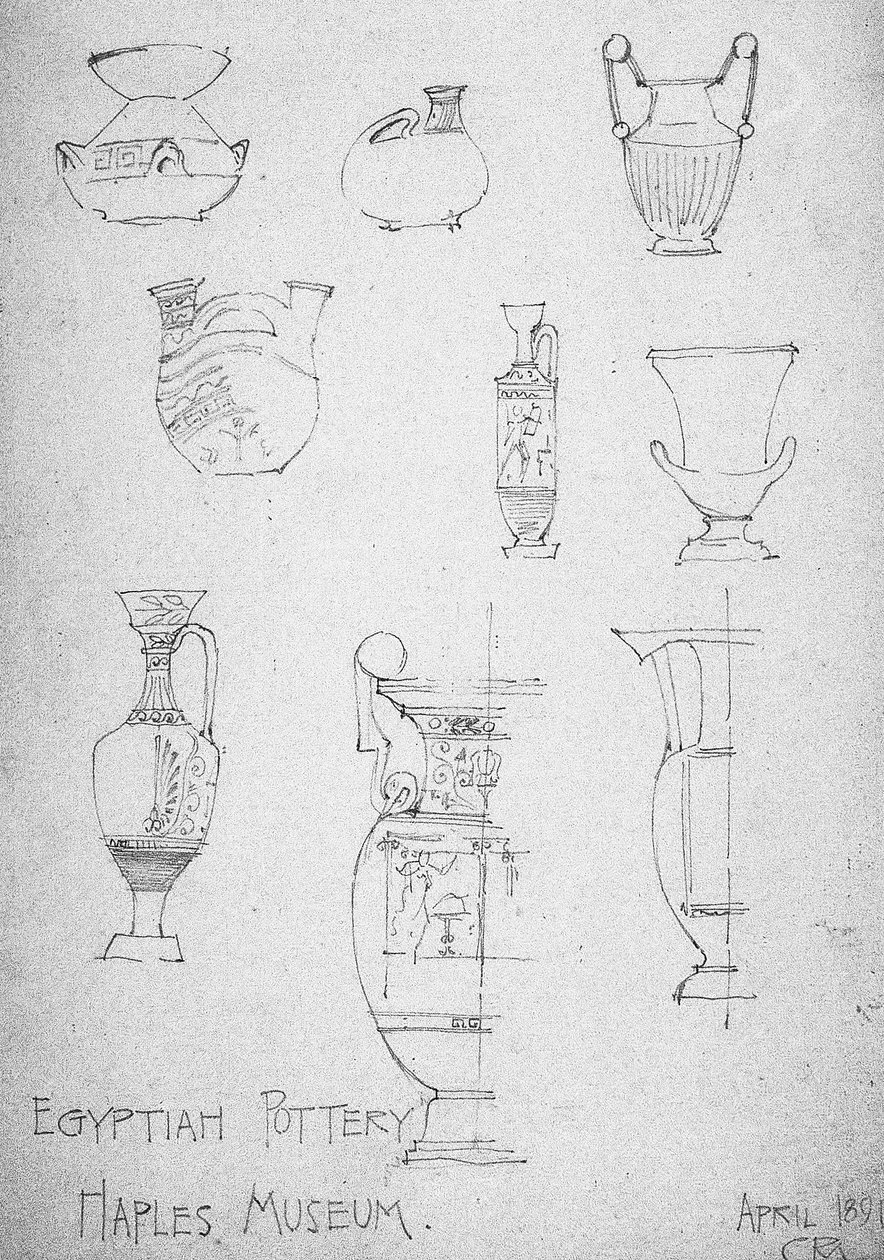Egyptian Pottery, Naples Museum, 1891 by Charles Rennie Mackintosh