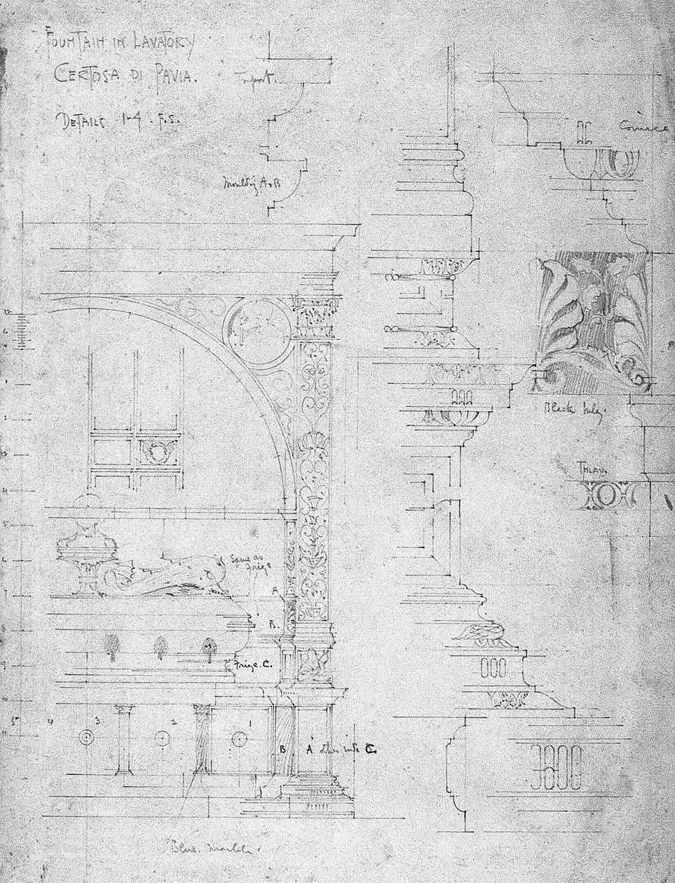 Fountain in Lavatory, Certosa di Pavia, 1891 by Charles Rennie Mackintosh