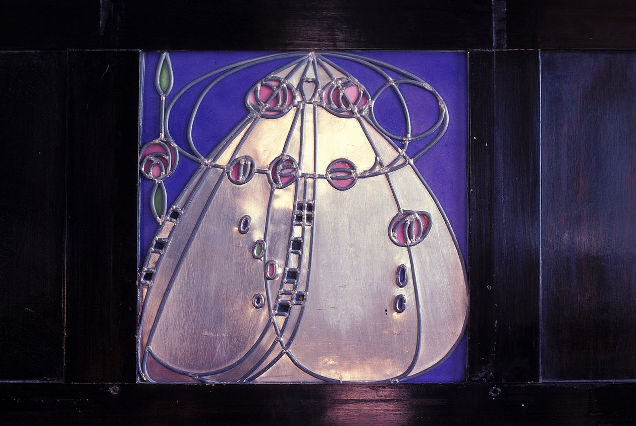 Furniture designed for No. 120 Mains Street, Glasgow, Black cabinet with inlaid plaque, 1904 by Charles Rennie Mackintosh