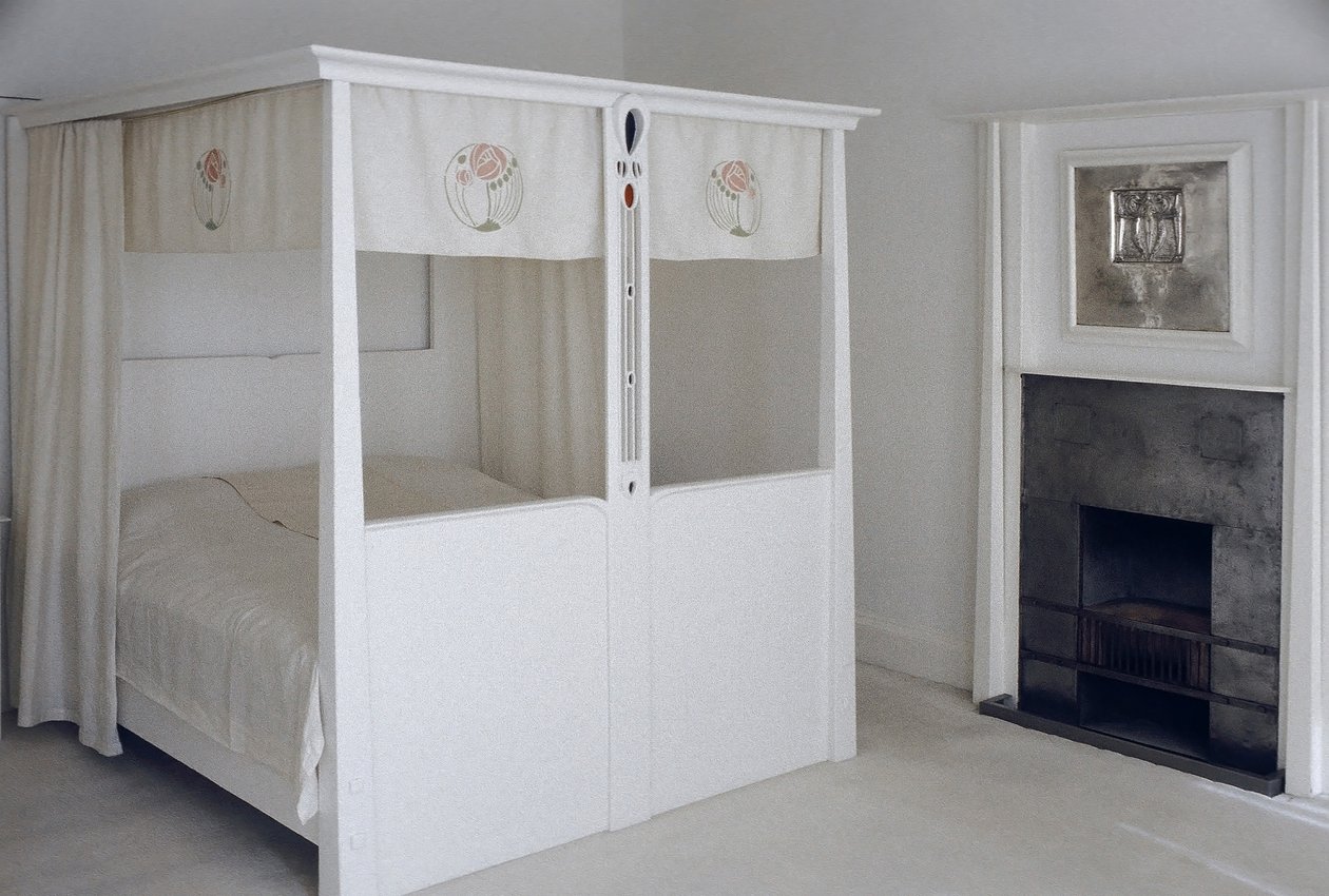 Furniture designed for No. 120 Mains Street, Glasgow, Four-poster bed, c.1900 by Charles Rennie Mackintosh