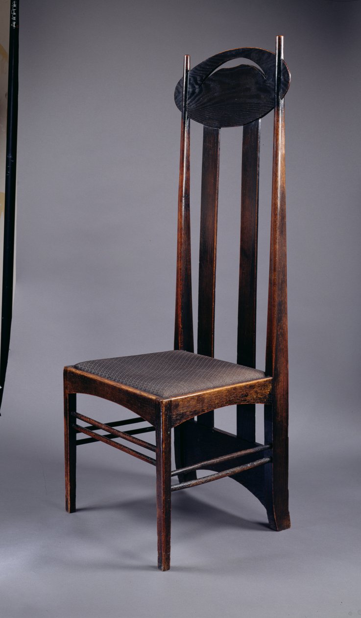 High backed chair designed for Miss Cranstons Argyle Street Tea Rooms, Glasgow by Charles Rennie Mackintosh