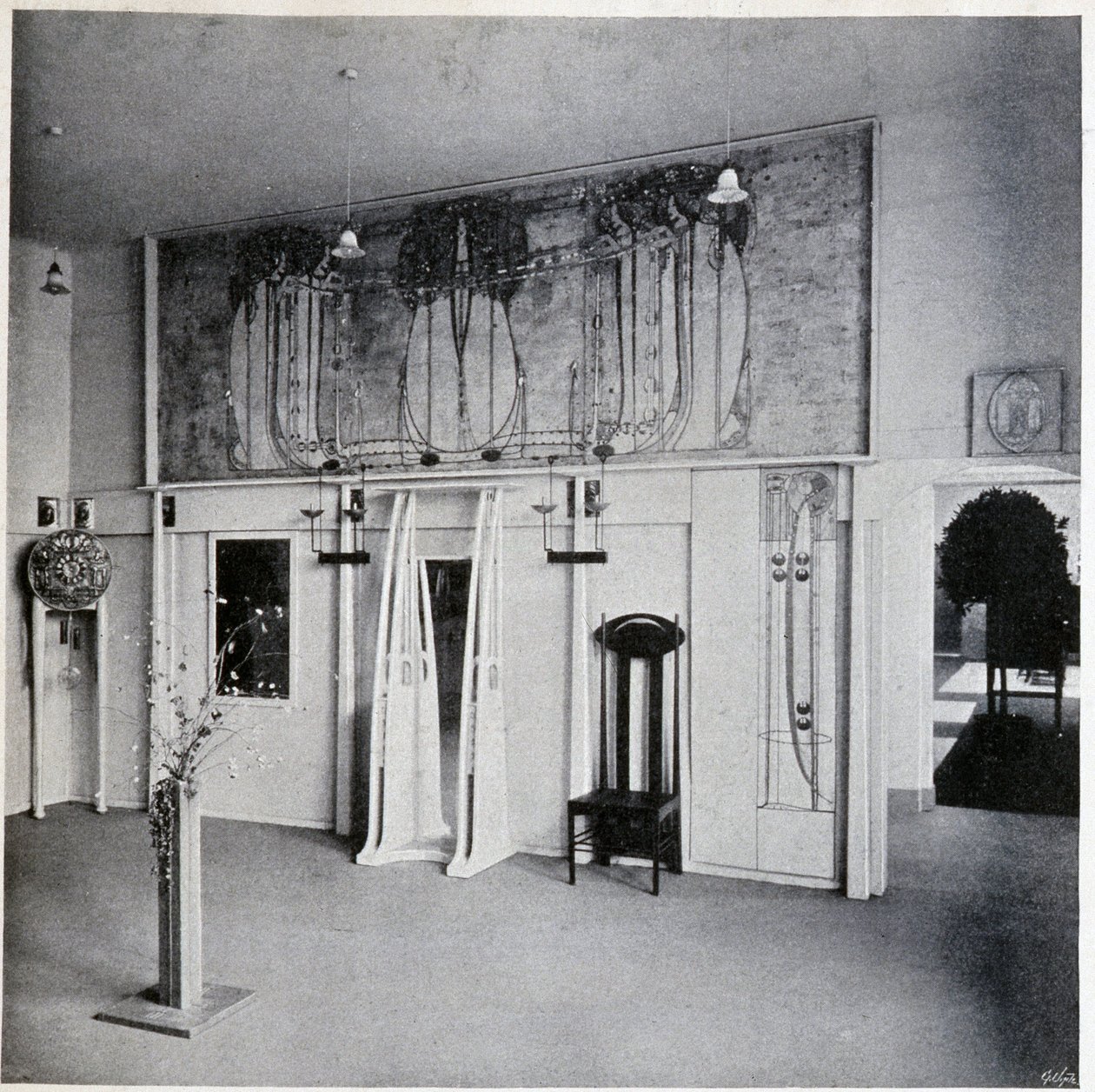 Internal View of a Decorative Art Salon in Vienna, Circa 1900 by Charles Rennie Mackintosh