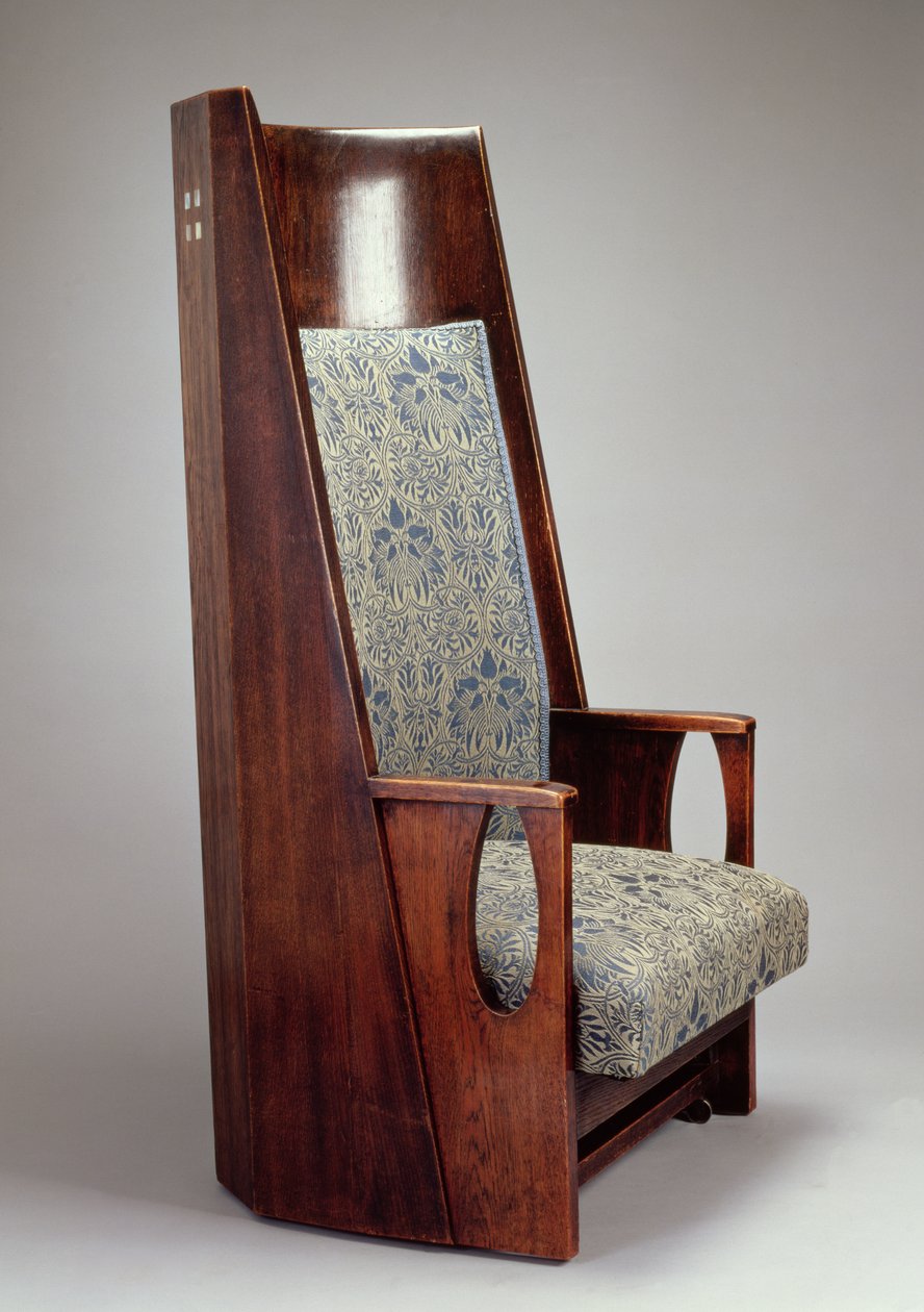 One of a pair of armchairs for the Blue Bedroom, HousHill, Glasgow, 1905 by Charles Rennie Mackintosh