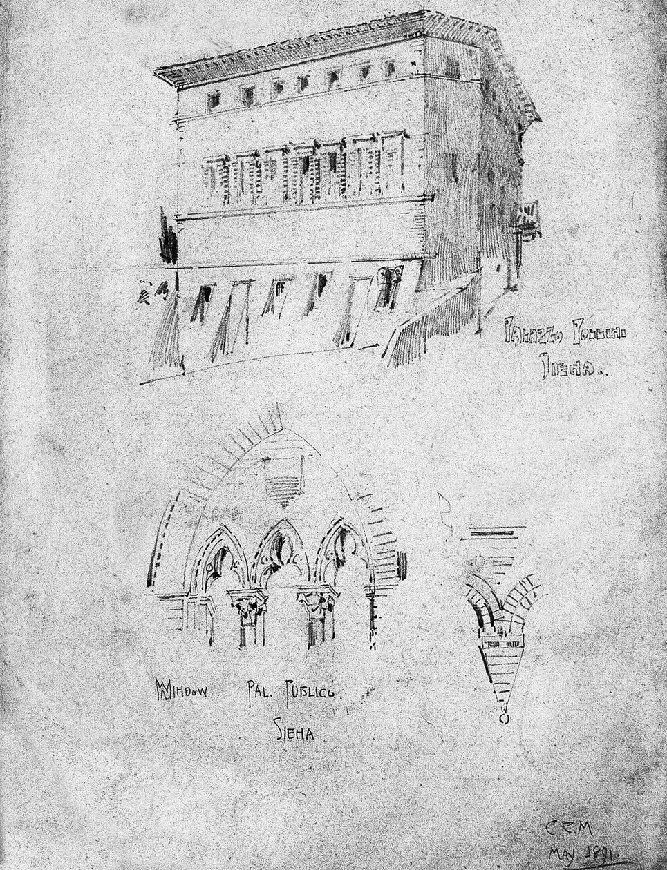 Palazzo Pollini and Window in the Palazzo Pubblico, Siena, 1891 by Charles Rennie Mackintosh