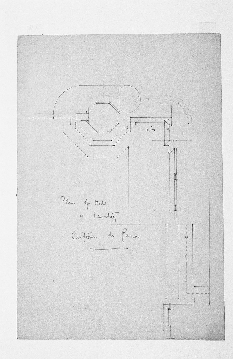 Plan of Well in Lavatory, Certosa di Pavia, 1891 by Charles Rennie Mackintosh