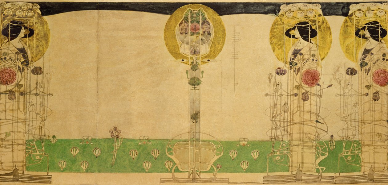 Preliminary design for Mural decoration of the first floor Room of Miss Cranston