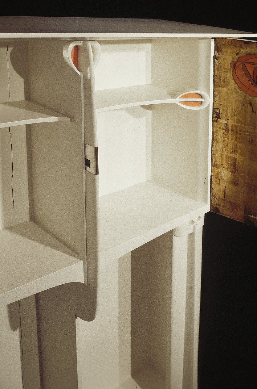 White cabinet designed for Mrs. Rowat, 1902 by Charles Rennie Mackintosh