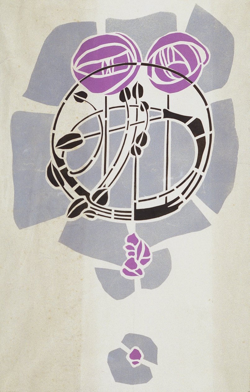 Modern Reproduction from Original Mackintosh Stencil for Wall Decoration, Rose motif, 1902 by Charles Rennie Mackintosh