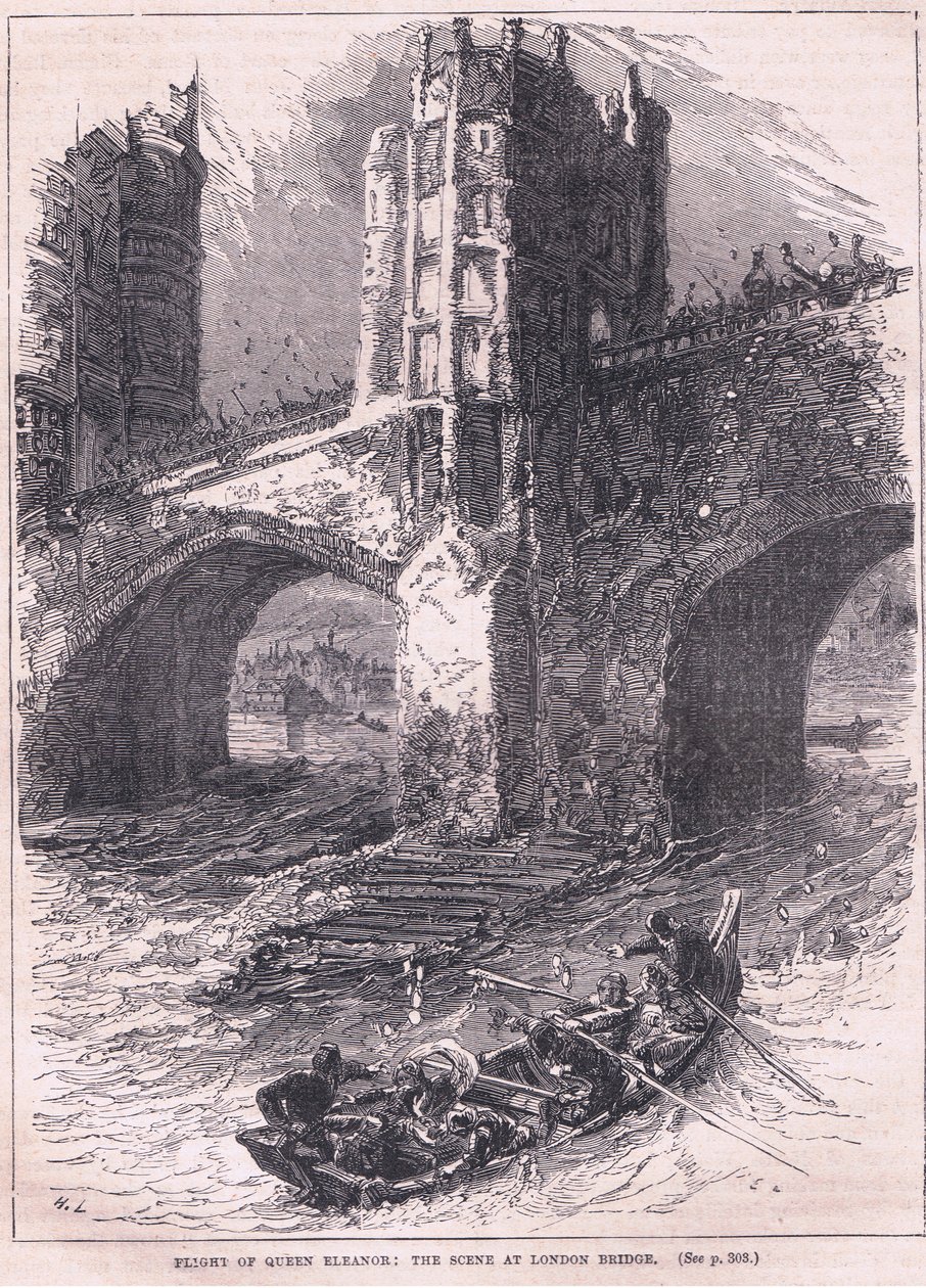 Flight of Queen Eleanor: Scene at London Bridge AD 1263 by Charles Ricketts