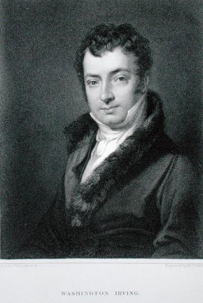 Washington Irving (1783-1859), engraved by Moseley Isaac Danforth by Charles Robert (after) Leslie