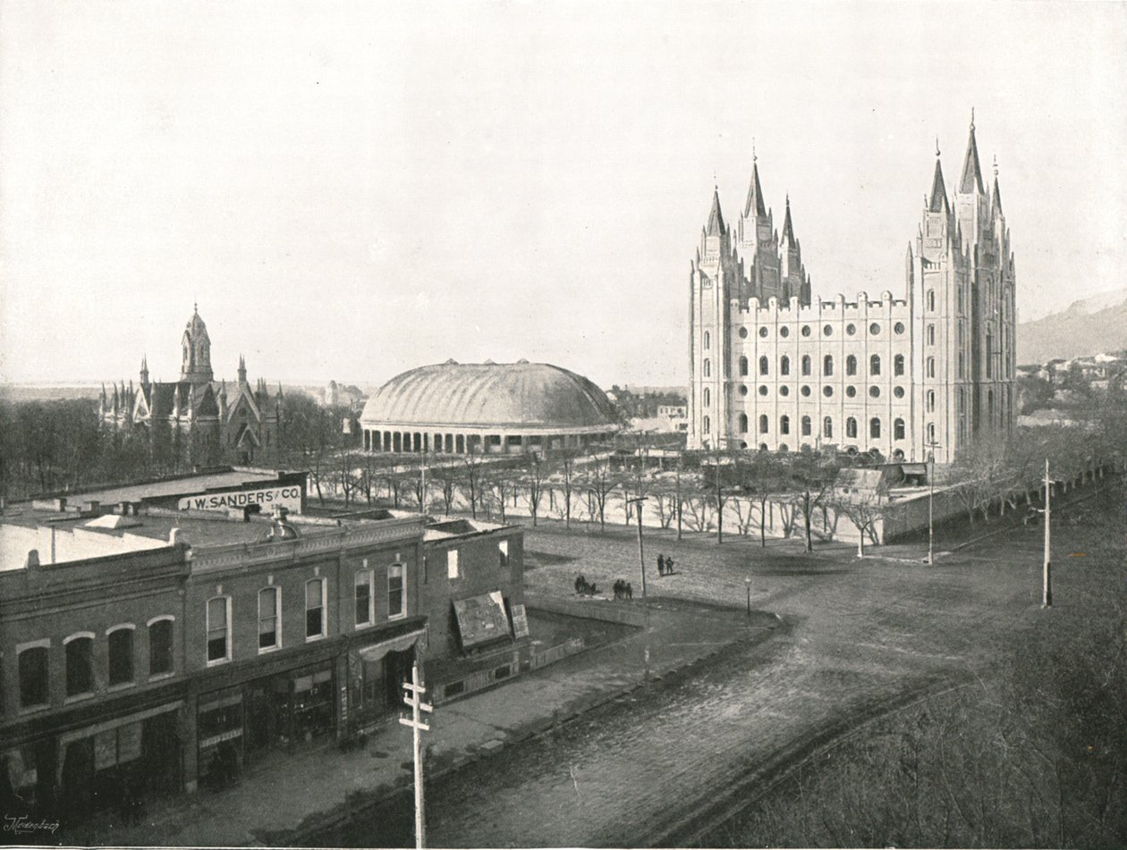 The Assembly Hall, Tabernacle and Mormon Temple, Salt Lake City, USA, 1895 by Charles Roscoe Savage