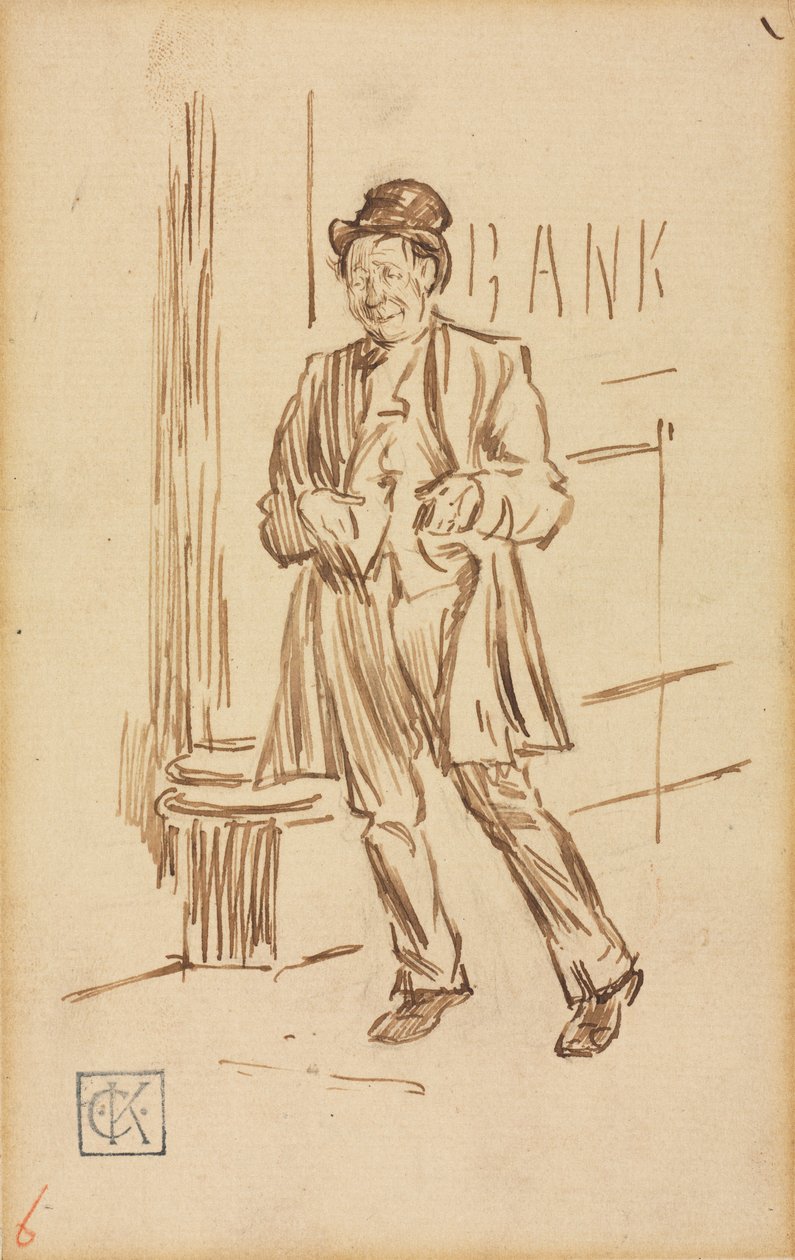 Study of a Drunken Man Passing a Bank by Charles Samuel Keene
