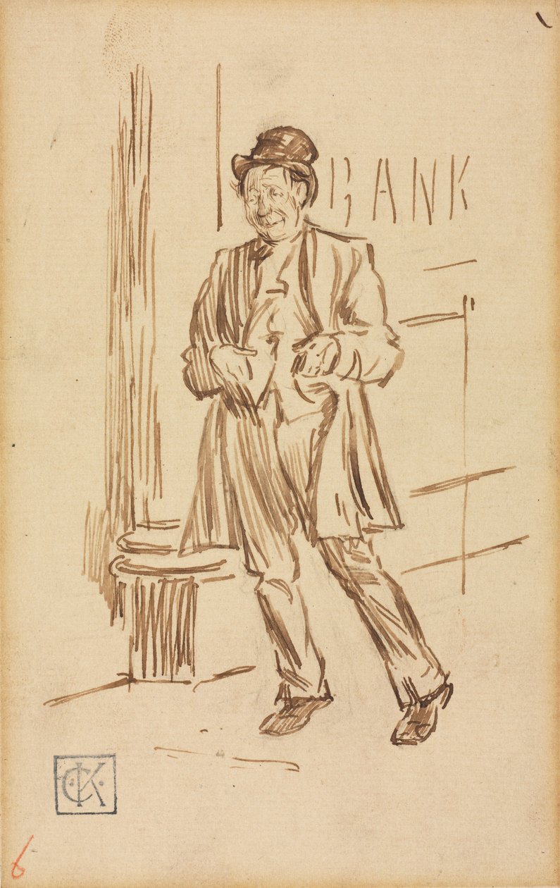 Study of a Drunken Man Passing a Bank by Charles Samuel Keene