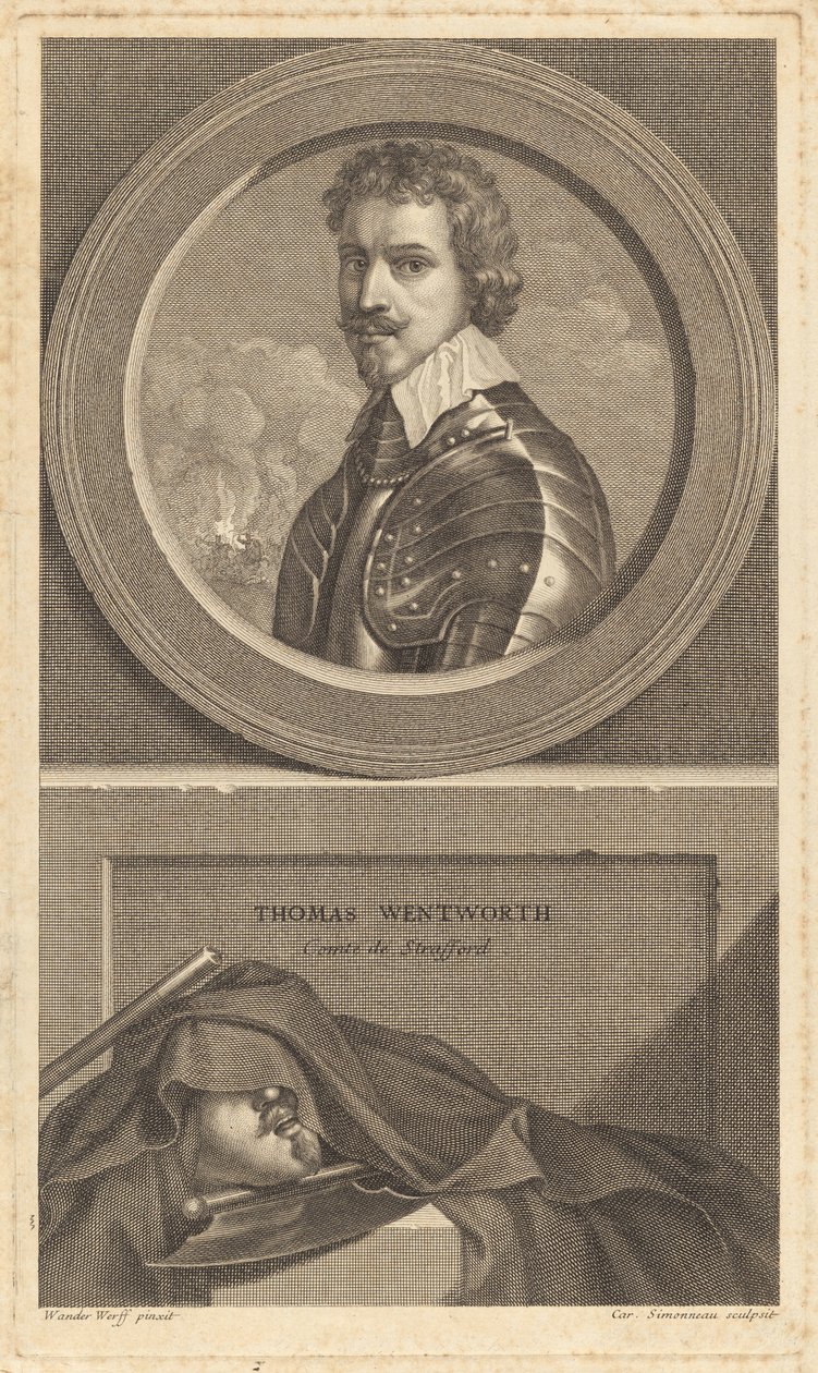 Thomas Wentworth, Earl of Strafford by Charles Simonneau after Adriaen van der Werff after Sir Anthony van Dyck