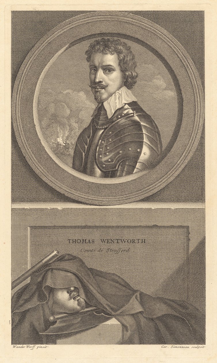 Thomas Wentworth, Earl of Strafford by Charles Simonneau after Adriaen van der Werff after Sir Anthony van Dyck