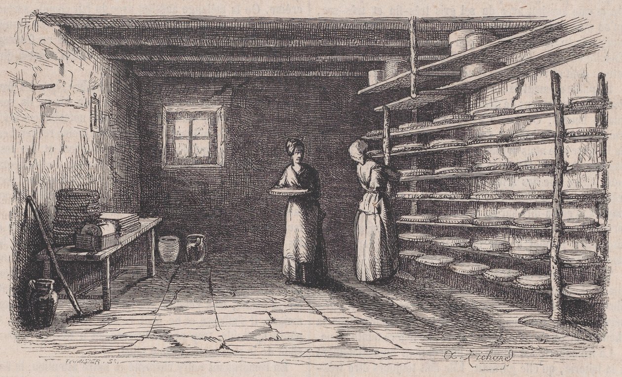A Cheese Factory, from Magasin Pittoresque, ca. 1852 by Charles Tamisier