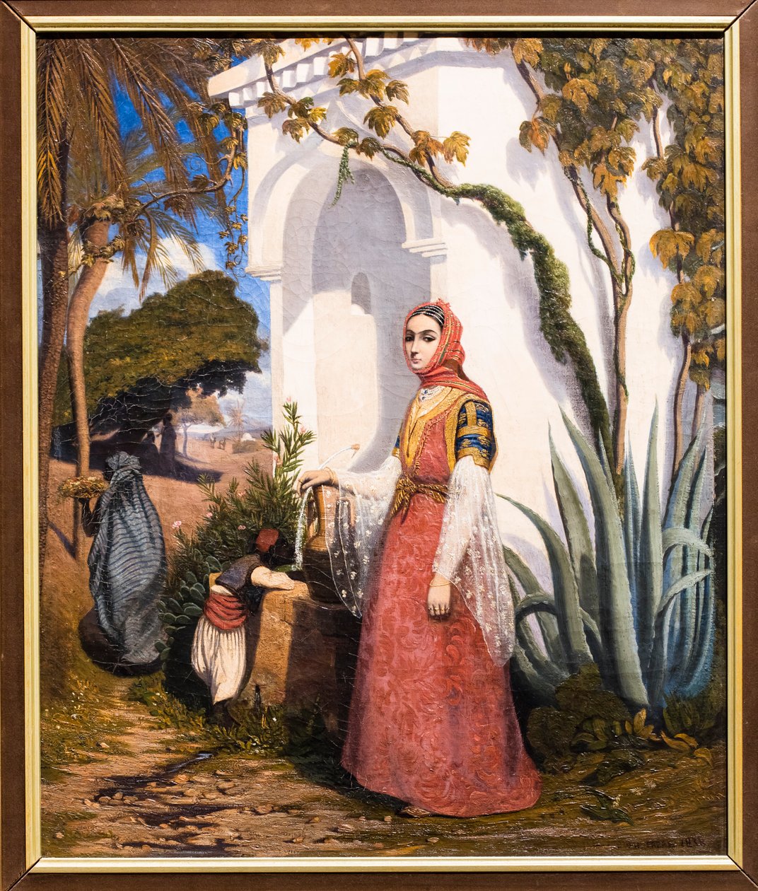 Oriental Woman at the Fountain by Charles Theodore (1814-88) Frere