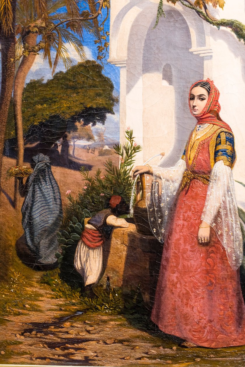 Oriental Woman at the Fountain by Charles Theodore (1814-88) Frere