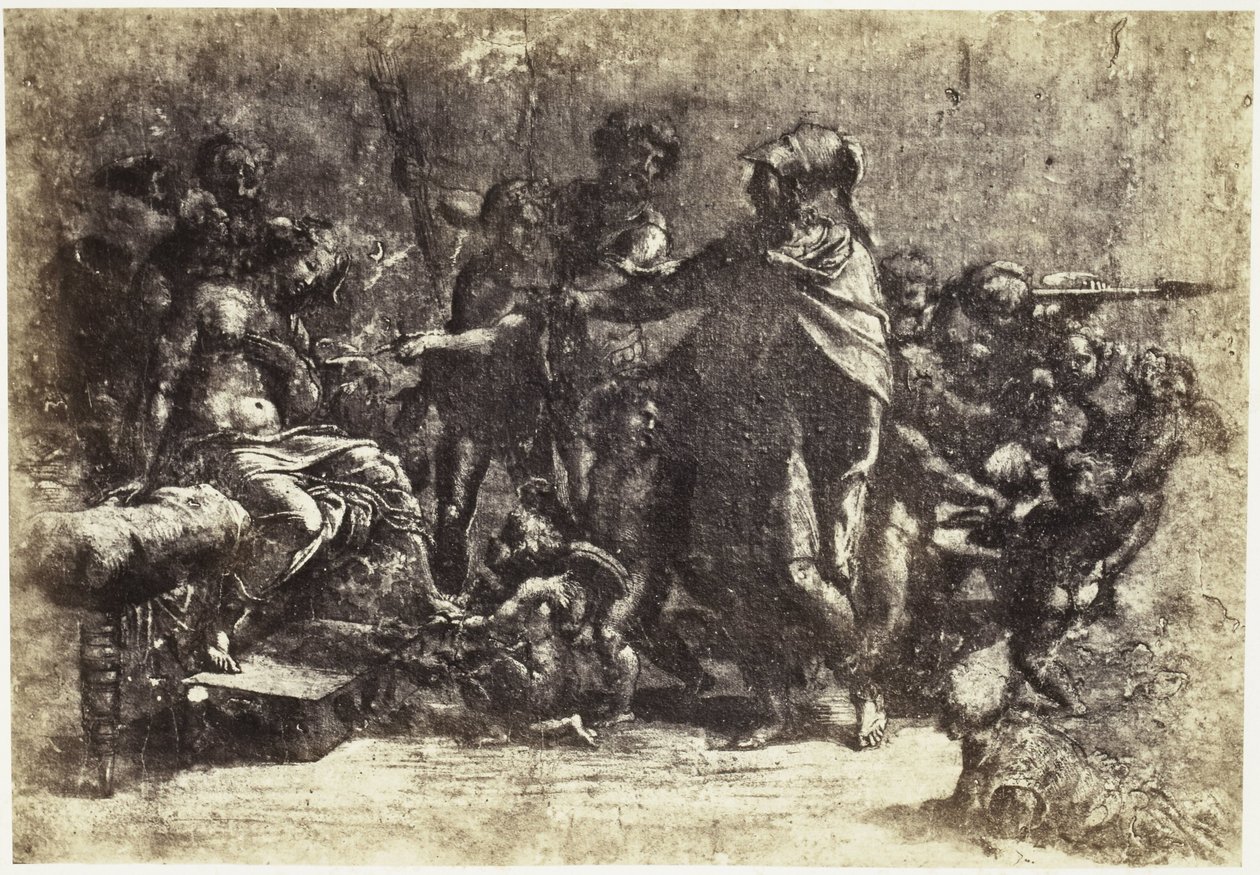 Photoreproduction of a Drawing by Raphael, Scene with Soldiers, a Naked Woman and an Angel by Charles Thurston Thompson