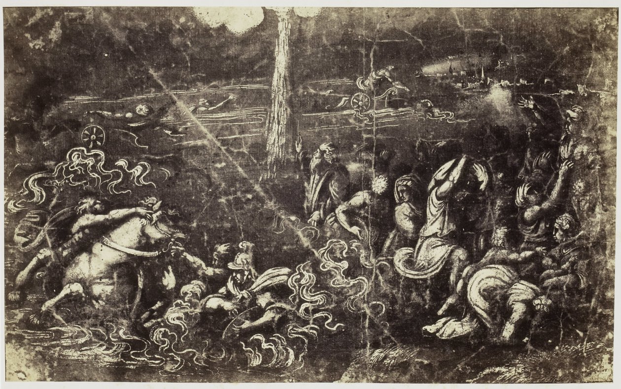 Photoreproduction of a drawing by Raphael, drowning army after Israel