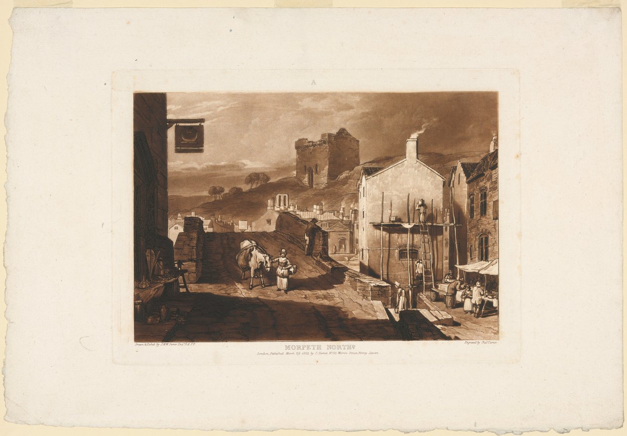 Morpeth, Northumberland, from the Liber Studiorum, 1809 by Charles Turner