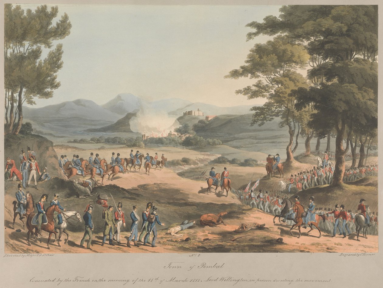 No.4 Town of Poinbal. Evacuated by the French on the Morning of 11 March 1811 by Charles Turner