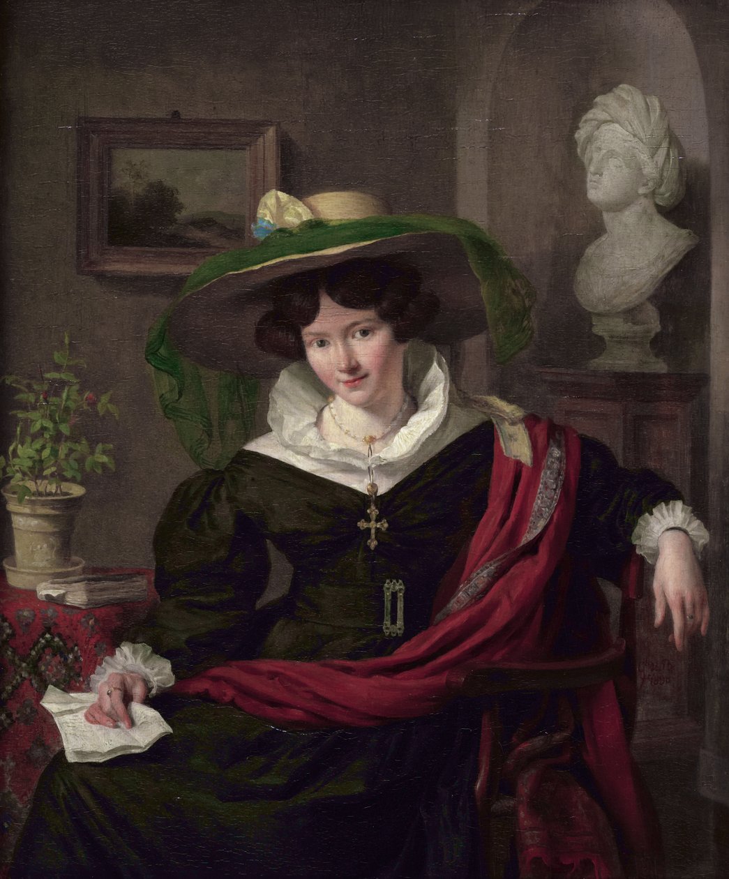 Portrait of Carolina Frederica Kerst, Wife of Louis Royer by Charles van Beveren