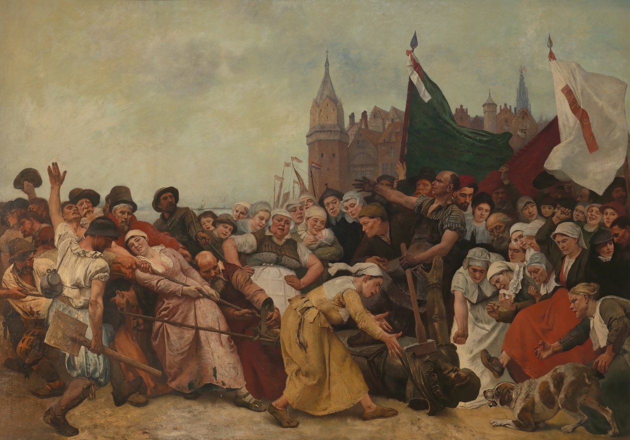 The Shattered Statue of the Duke of Alva Being Dragged Through the Streets by Charles Verlat
