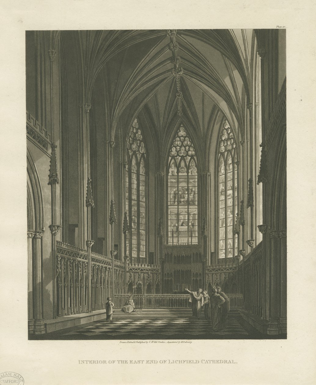 Interior of Lichfield Cathedral - Lady Chapel (engraving) by Charles Wild