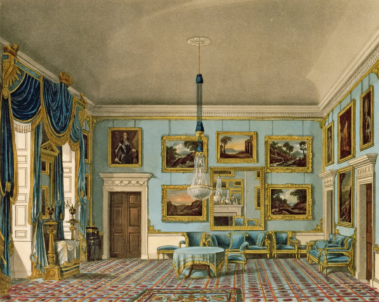 The Blue Velvet Room at Buckingham House, engraved by Daniel Havell by Charles Wild