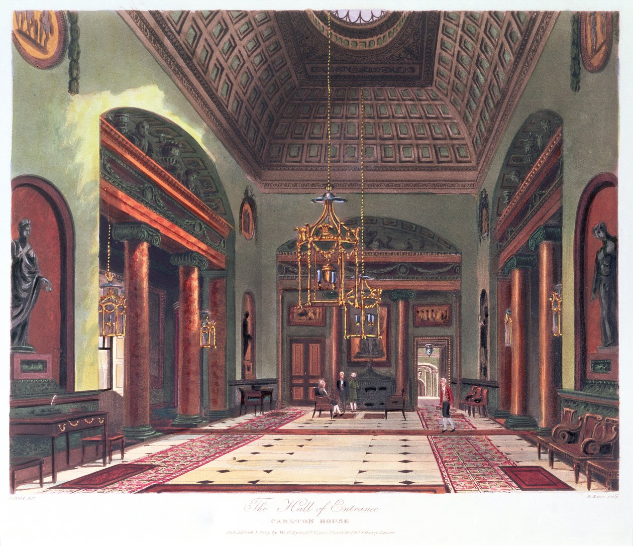 The Entrance Hall, Carlton House, engraved by R. Reeve, pub. 1819 by W.H.Pyne by Charles Wild