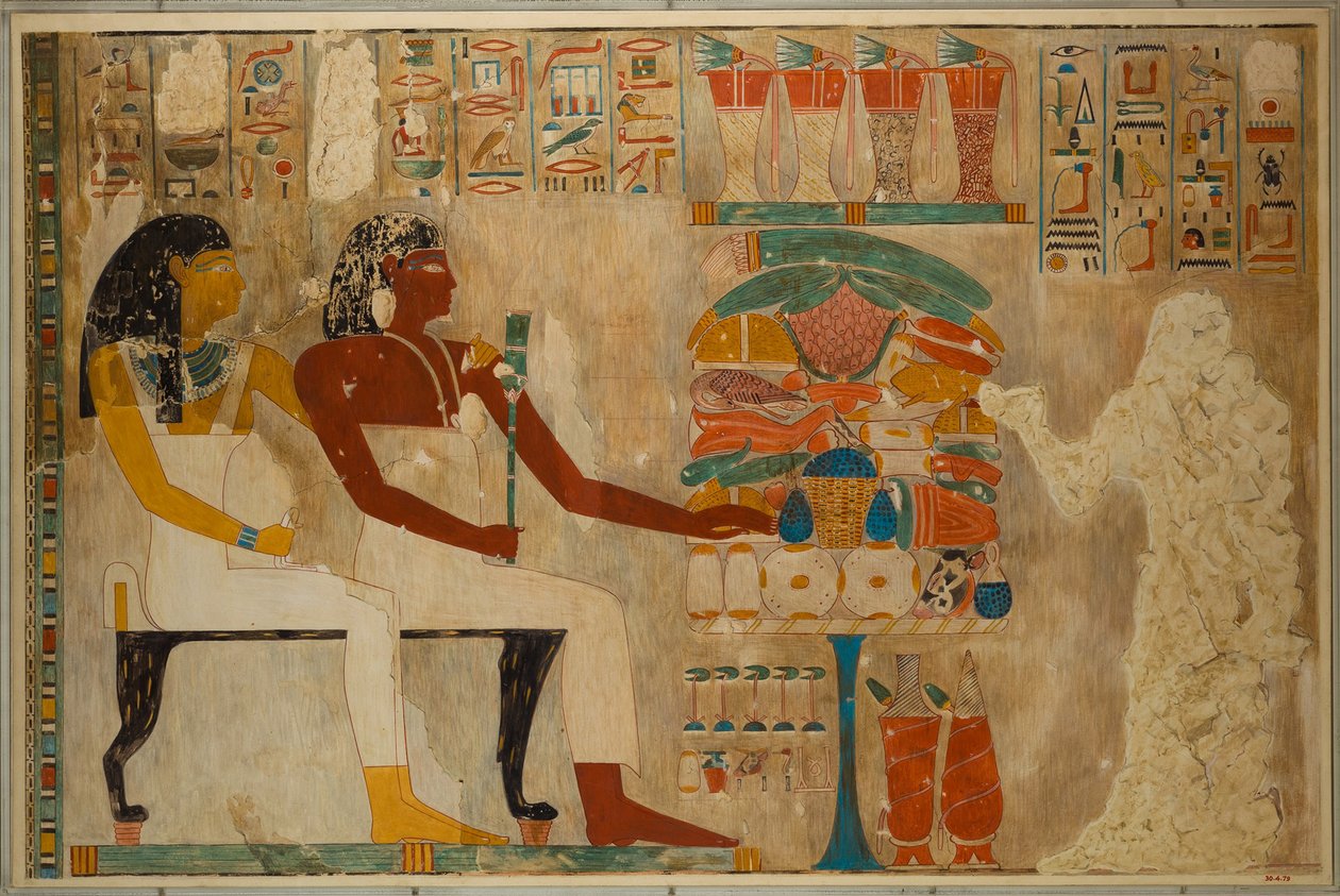 Vizier Rekhmire and his mother Meryt with food offerings by Charles Wilkinson
