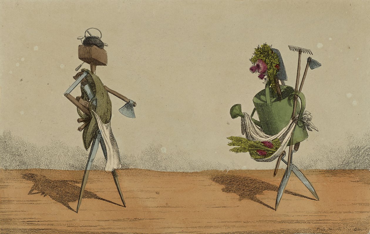 Implements Animated, Plate 2, Dedicated to the Carpenters and Gardeners of Great Britain, c.1811 by Charles Williams