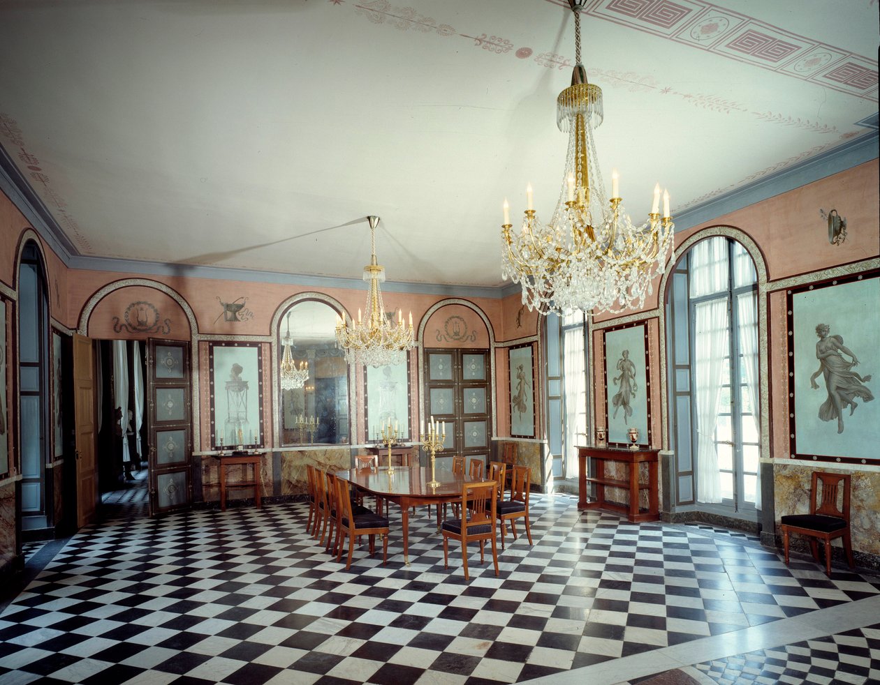 View of the dining room of the castle of Malmaison, residence of Emperor Napoleon I, decorated by Charles Percier and Pierre Francois Leonard Fontaine by Charles and Fontaine Pierre Percier
