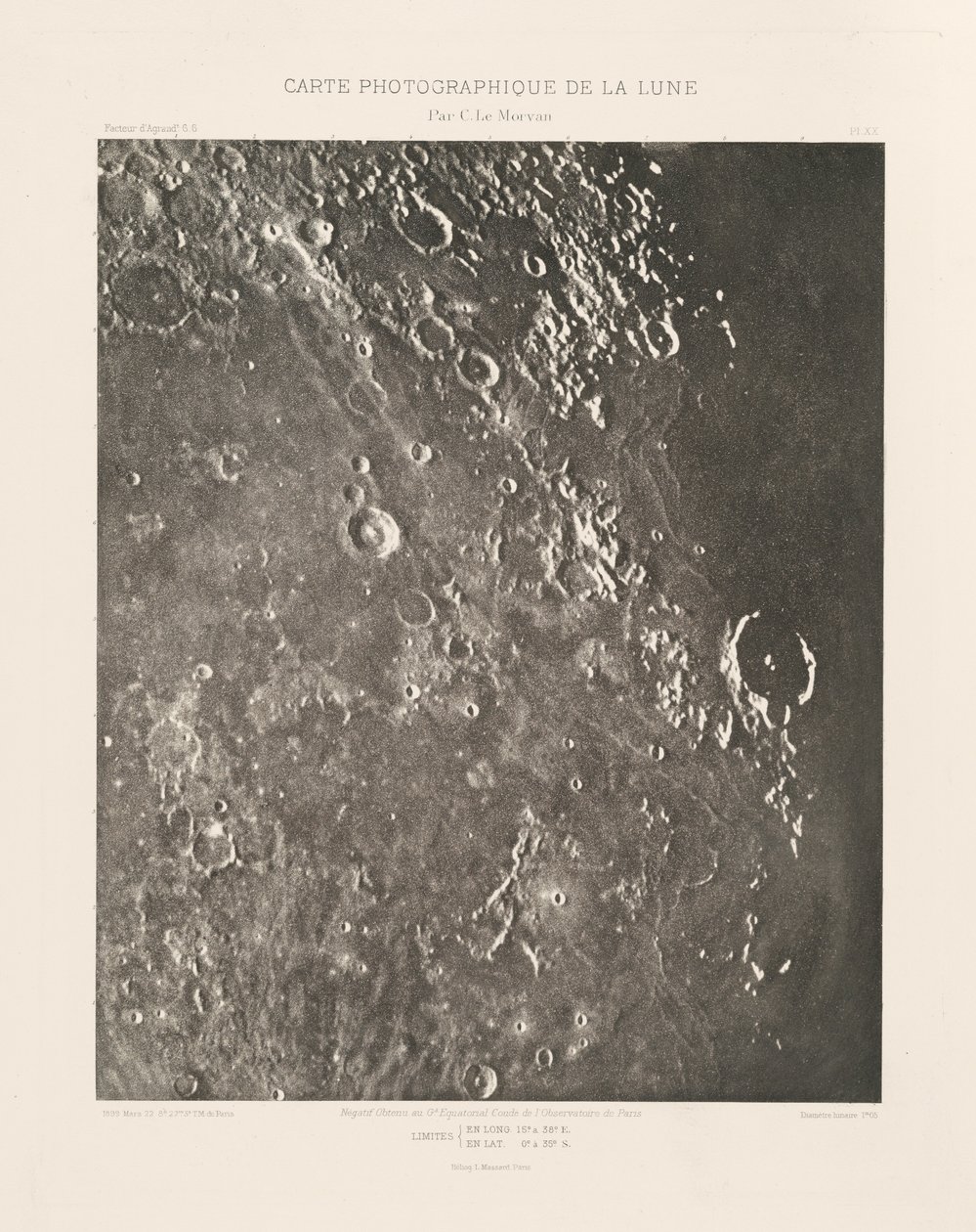 Photographic Chart of the Moon, plate XX, March 22 by Charles le Morvan