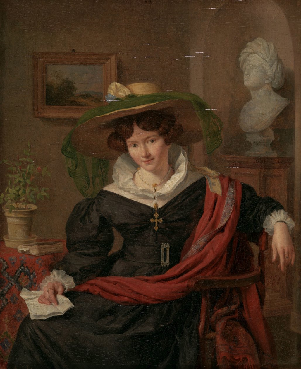 Portrait of Carolina Frederica Kerst, Wife of Louis Royer by Charles van Beveren