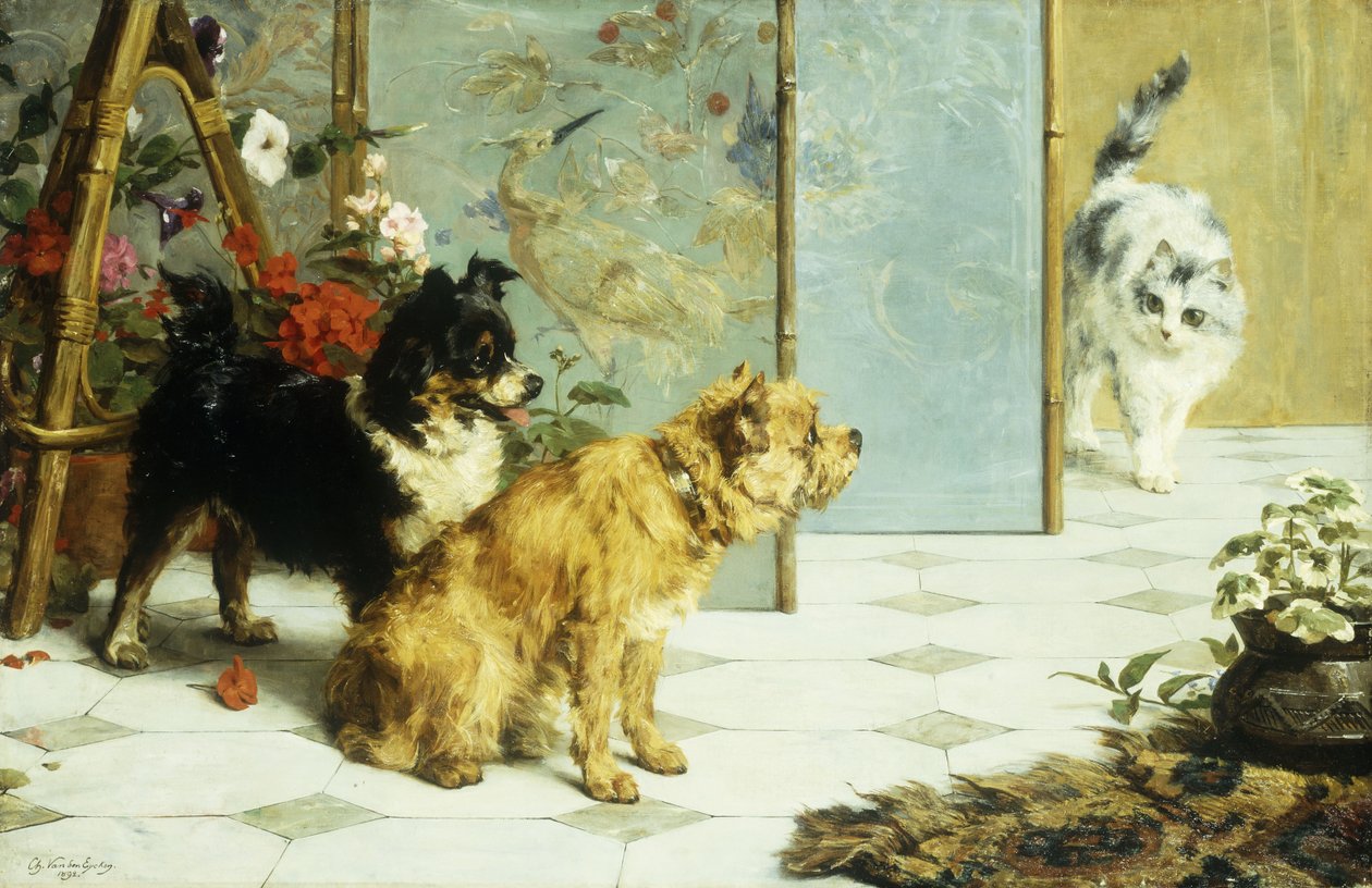 Playful Friends, 1892 by Charles van den Eycken